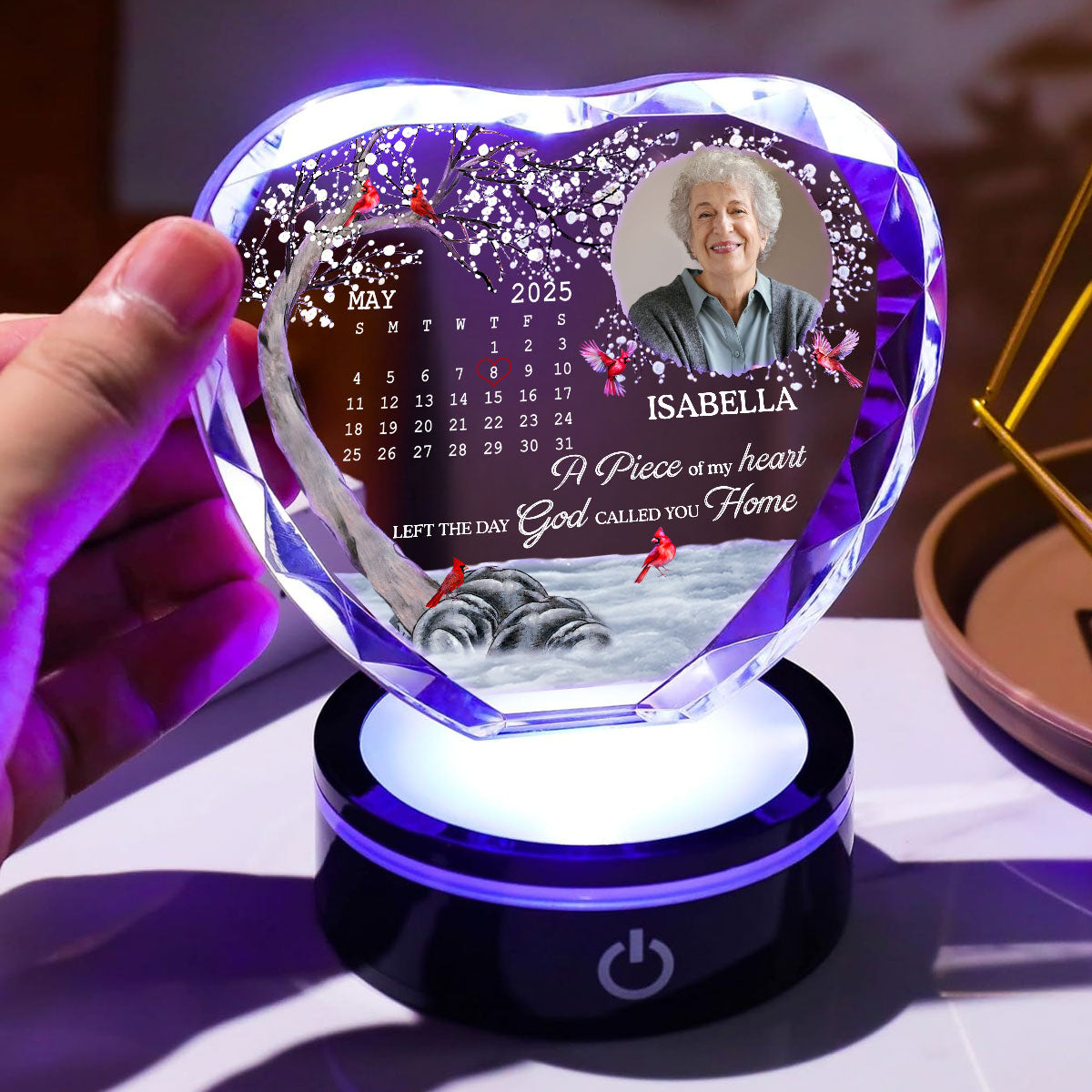 My Heart Changed Forever - Personalized Custom Crystal Led Light