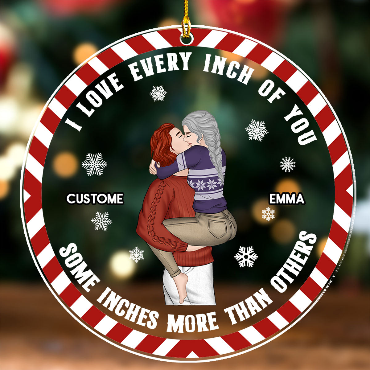 Christmas Couple Love Every Inch Of You - Personalized Custom Acrylic Ornament