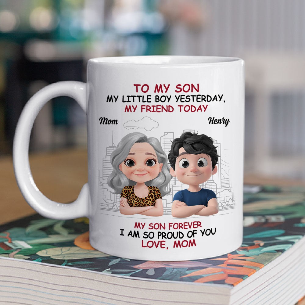 Love You More Each Day Son - Personalized Custom Coffee Mug