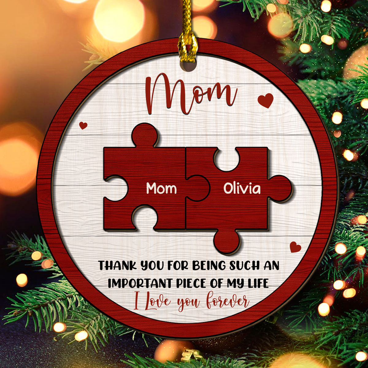 Mother And Daughter Forever Linked Together - Personalized Custom Freeshape 2-Layered Wood Ornament