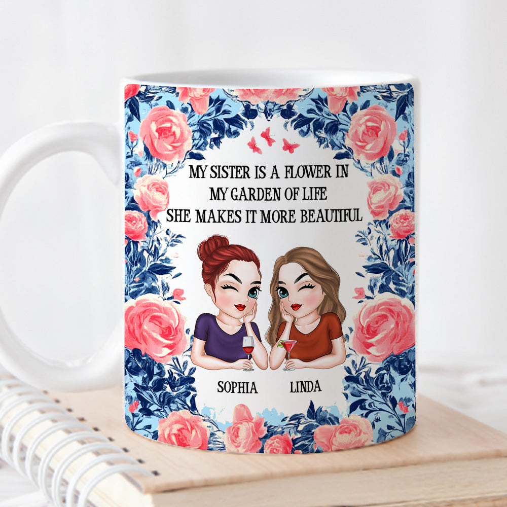 Sisters Bloom Beautifully - Personalized Custom Coffee Mug