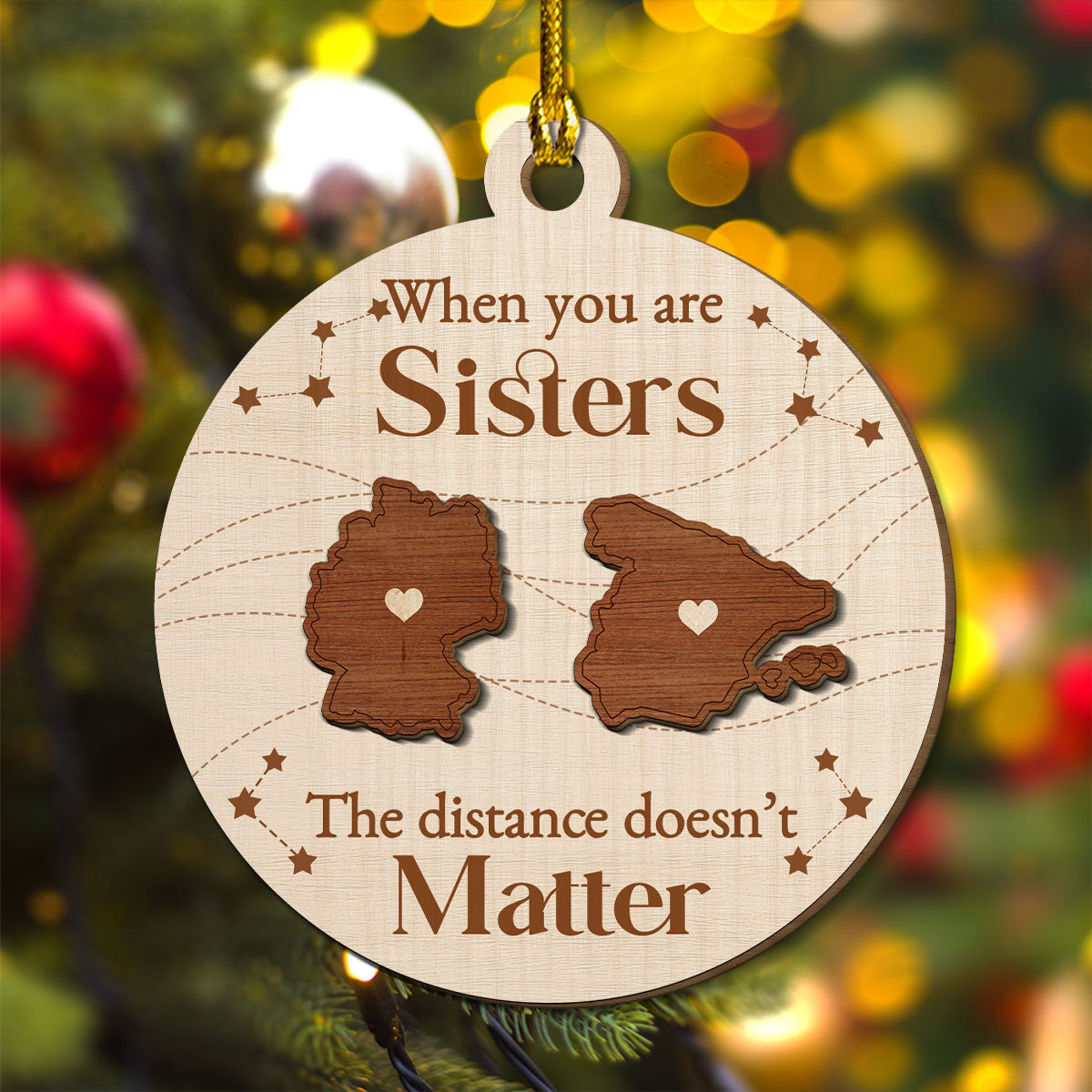 When You Are Family, The Distance Does Not Matter European - Personalized Custom Freeshape 2-Layered Wood Ornament