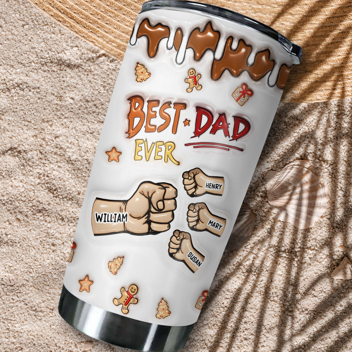 Best Dad Ever -  Personalized Custom 3D Inflated Effect Tumbler