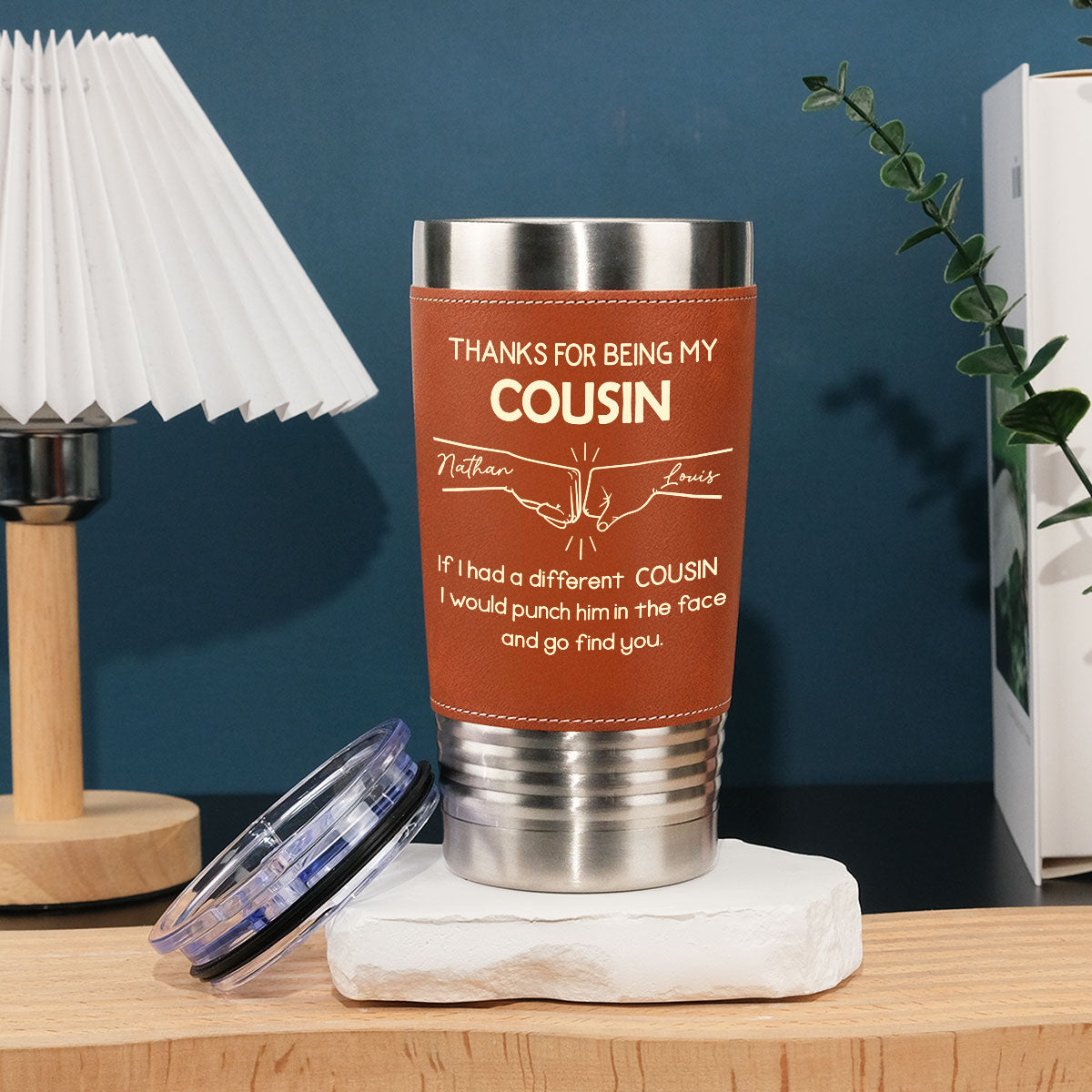 Thanks For Being My Brother - Personalized Custom Leather Tumbler