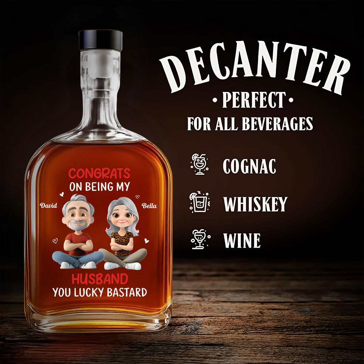 Congrats My Husband - Personalized Custom Spirits Decanter