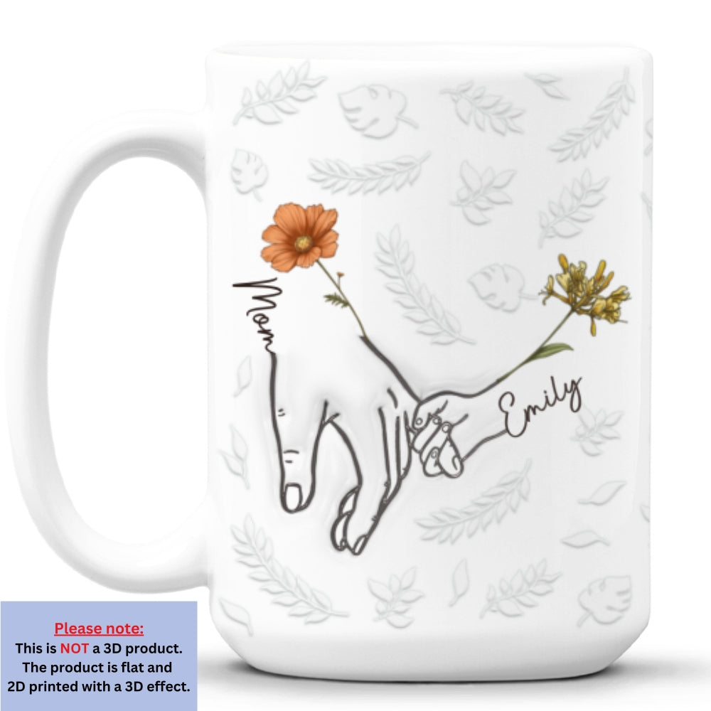 Hand In Hand, Heart In Heart - Personalized Custom 3D Inflated Effect Mug