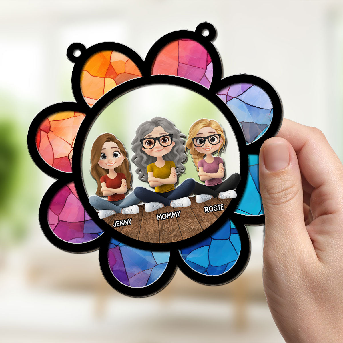 Mom Mum Flower - Personalized Custom Suncatcher