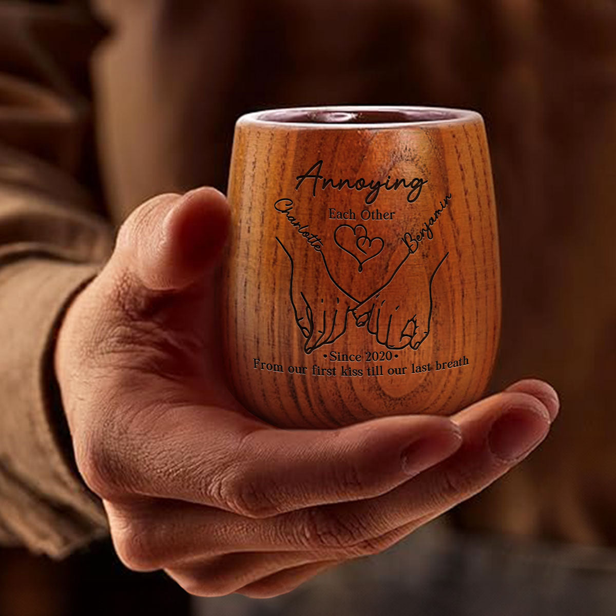 Annoying You Daily - Personalized Custom Engraved Wooden Whiskey Glass
