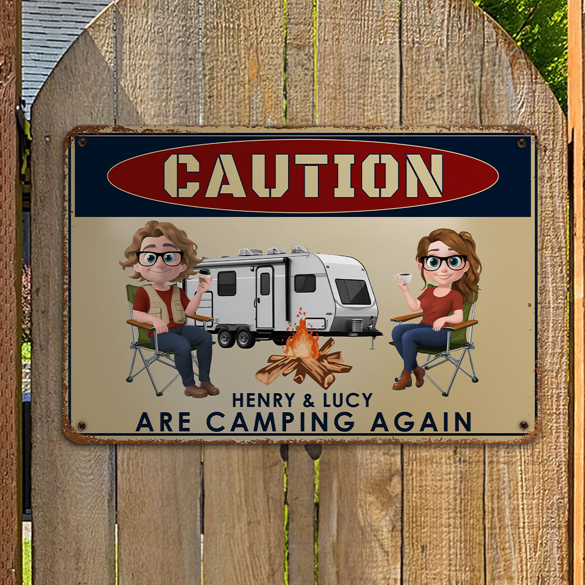 Camping Again - Personalized Custom Metal Sign