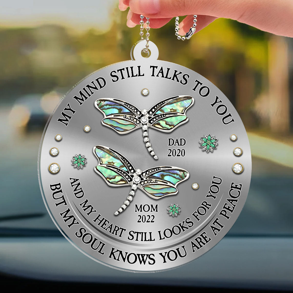 Dragonfly My Mind My Heart My Soul - Personalized Custom Car Ornament
