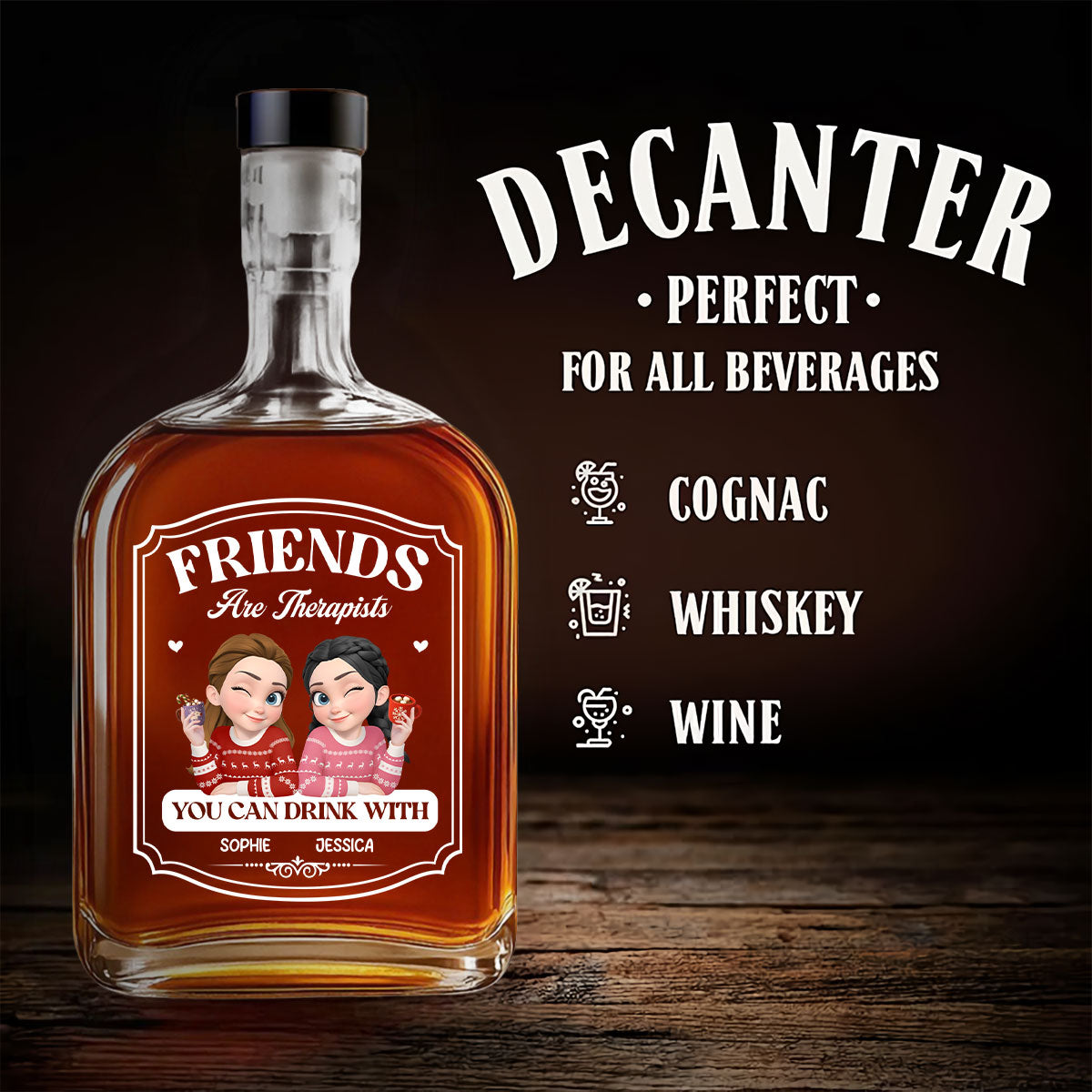 Good Wine Fixes Bad Days - Personalized Custom Spirits Decanter