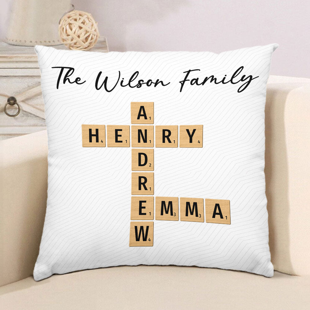 Custom Family Name Crossword - Personalized Custom Throw Pillow