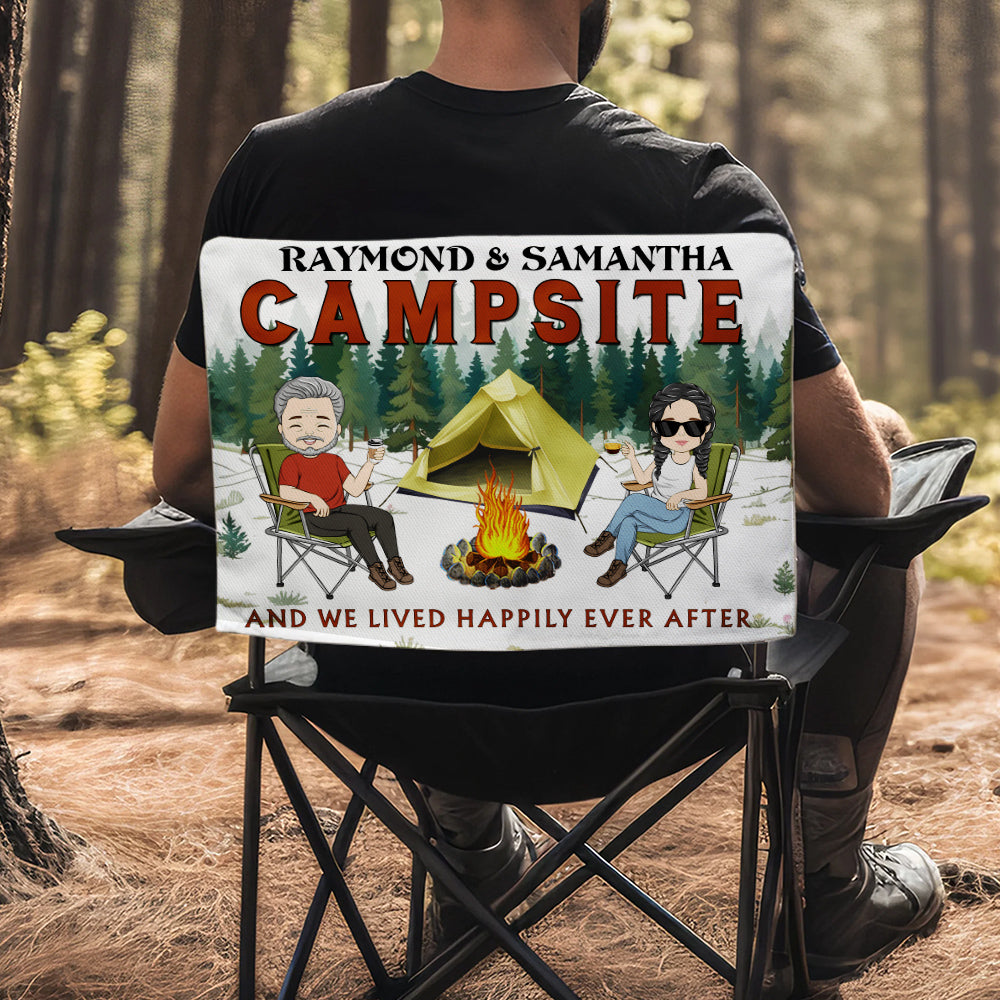 Campsite And We Lived Happily Ever After - Personalized Custom Camping Chair Cover