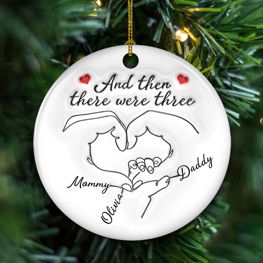 And Then There Were Three - Personalized Custom 3D Inflated Effect Ceramic Ornament