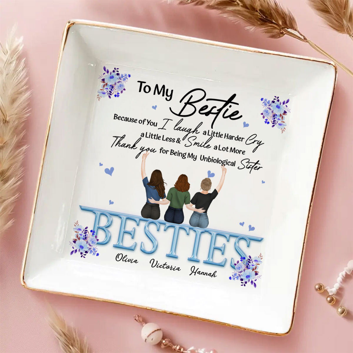 Thank You I Laugh More Cry Less - Personalized Custom Jewelry Dish