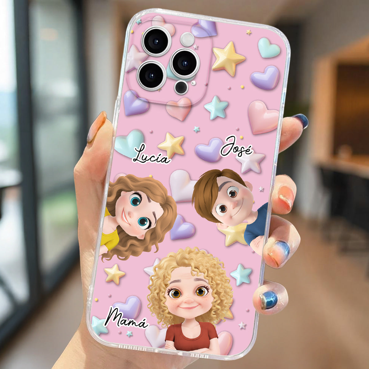 Linda Mamá y Niños - Funda de Teléfono Personalizada con Efecto 3D
