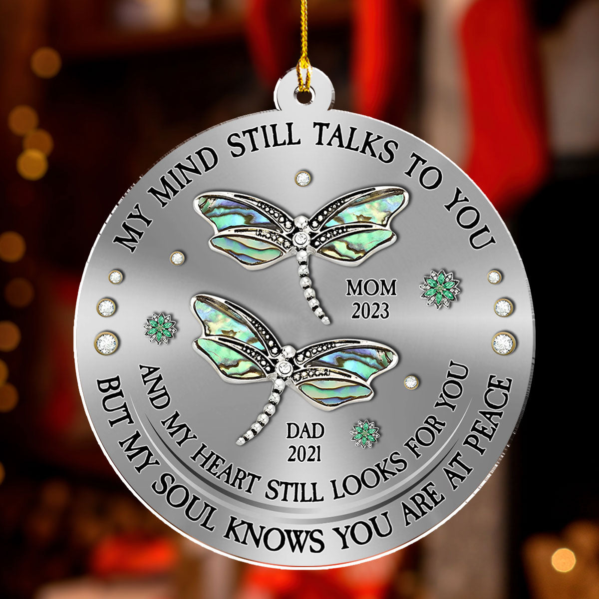 Dragonfly My Mind My Heart My Soul Version 2 - Personalized Custom Acrylic Ornament
