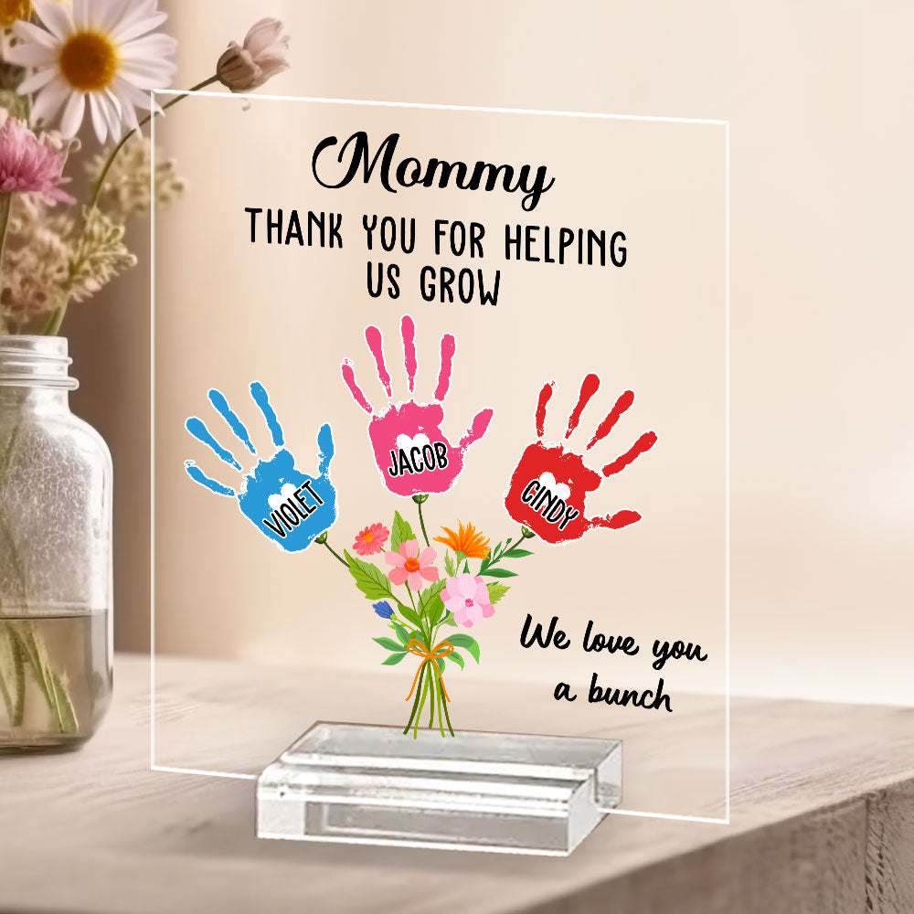 Thanks For Helping Me Grow -  Personalized Custom Acrylic Plaque With Base