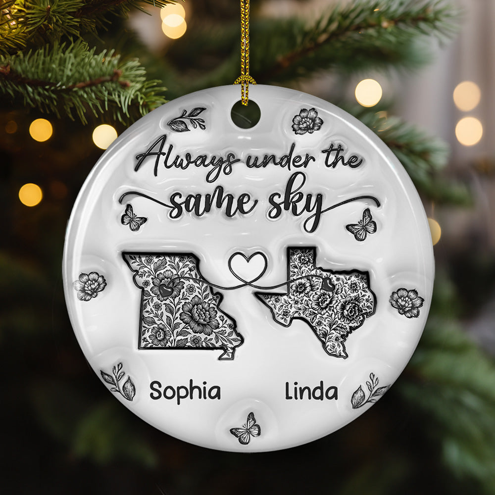 Long Distance Friendship Toile De Jouy - Personalized Custom 3D Inflated Effect Ceramic Ornament