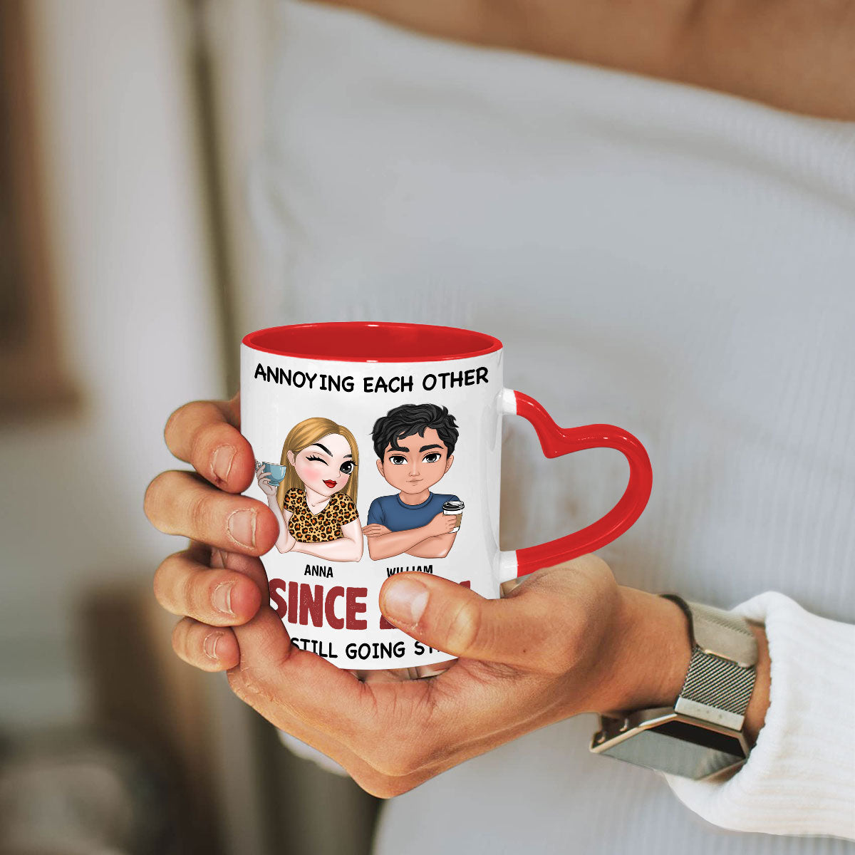 Annoying Each Other - Personalized Custom Heart Handle Mug