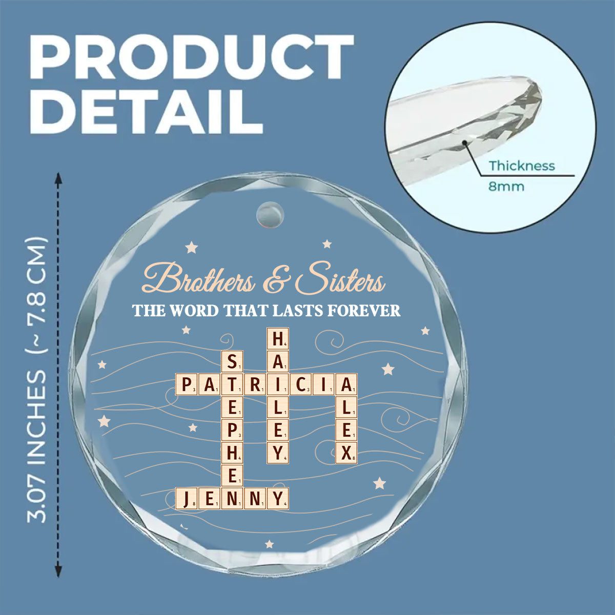 Brother And Sisters Word By Word - Personalized Custom Glass Ornament