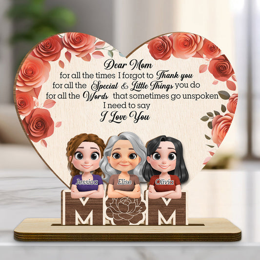 I Love You Mom - Personalized Custom 2-Layer Wood Plaque With Flat Base