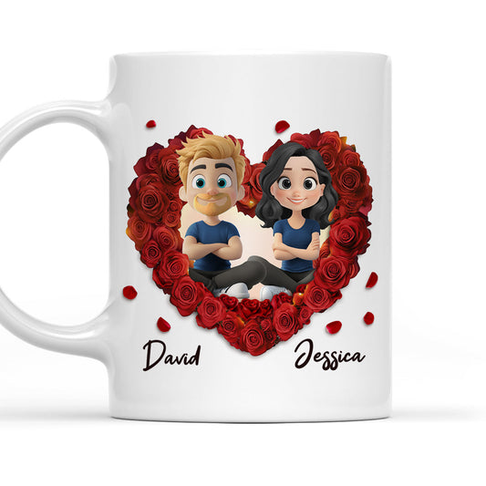 Romantic Red Rose Couple - Personalized Custom Coffee Mug