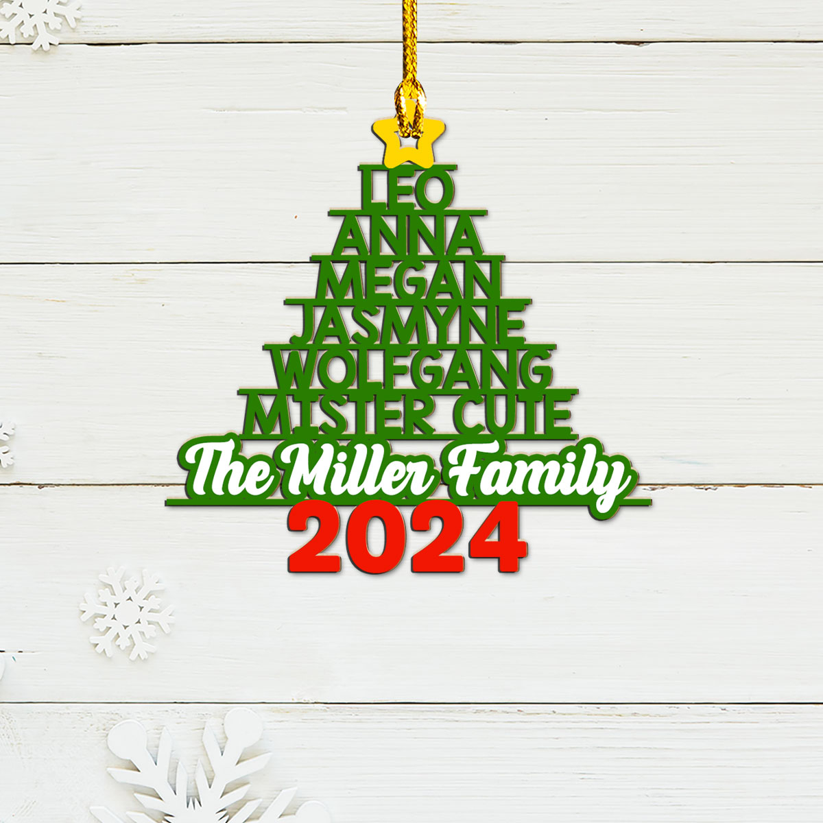 Family Name - Personalized Custom Wood Ornament