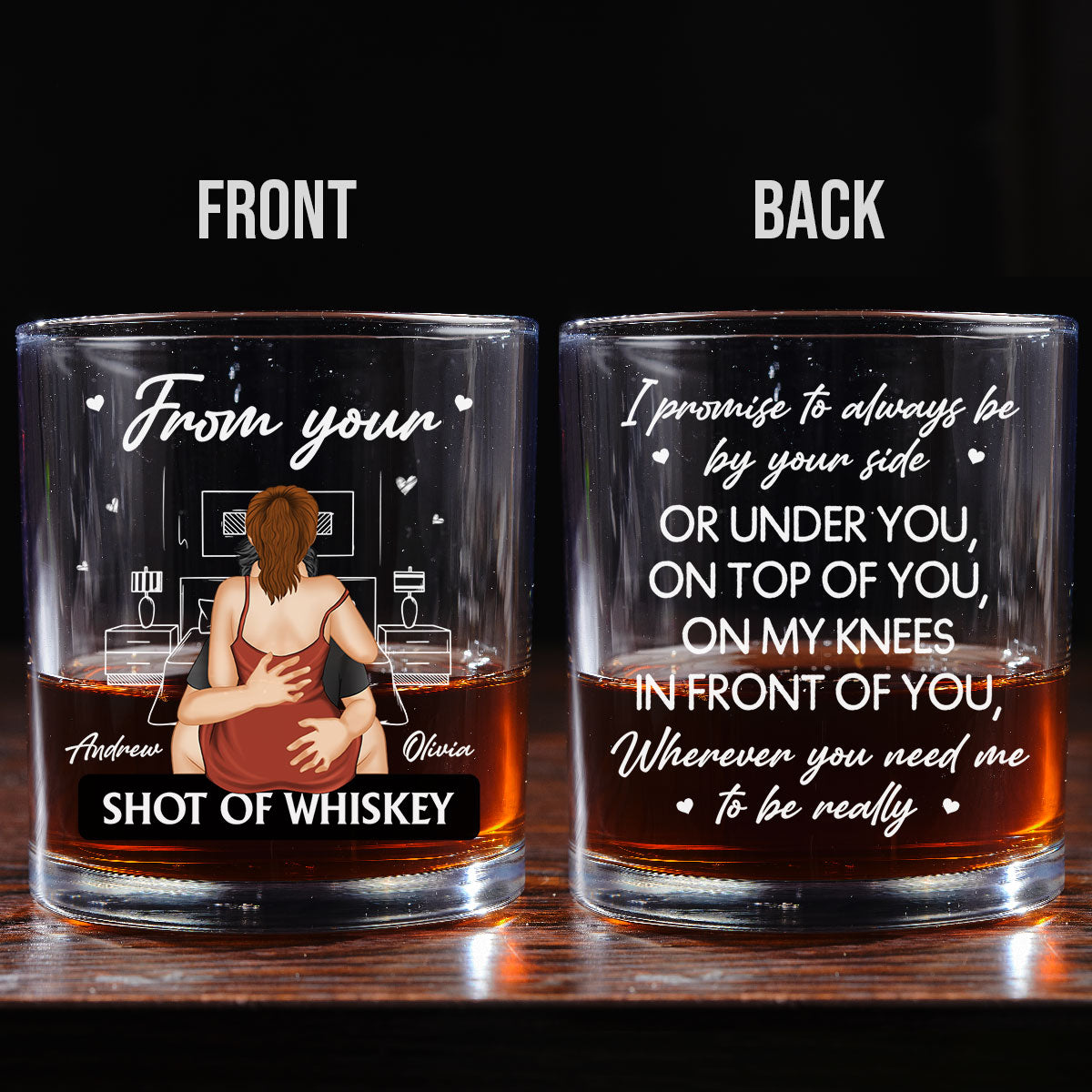 Always Be By Your Side Husband - Personalized Custom Whiskey Glass