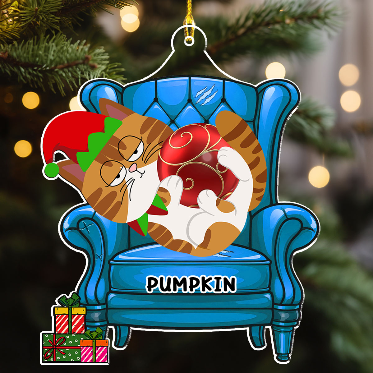 Funny Cat Christmas - Personalized Custom Acrylic Ornament