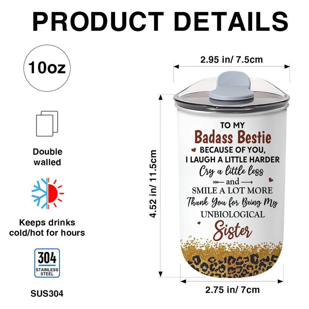 Because Of You I Laugh A Little Harder - Personalized Custom 10oz Tumbler