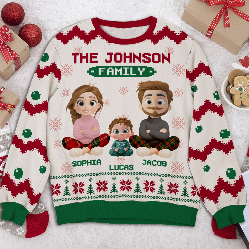 Christmas Tree Cake Family Together - Personalized Custom All-Over-Print Sweatshirt