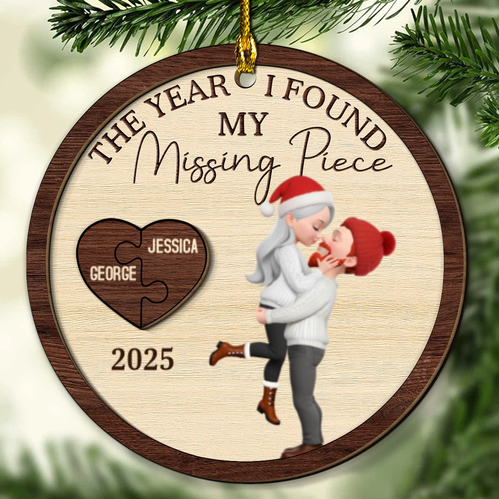 My Heart Found Its Match - Personalized Custom Freeshape 2-Layered Wood Ornament