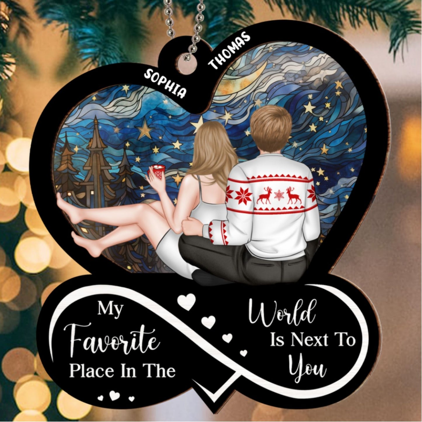 My Favorite Place Is Next To You - Personalized Custom Suncatcher Ornament