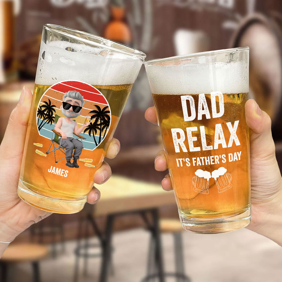 Daddy Relax - Personalized Custom Beer Glass