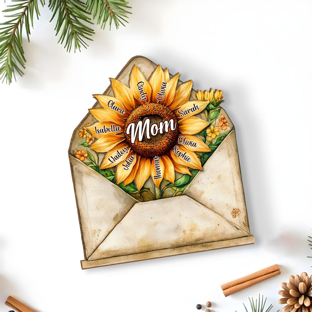 Sunflower Love - Personalized Custom 2-Layer Wood Plaque With Flat Base