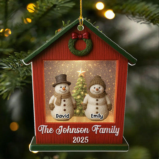 Family And Snow Home - Personalized Custom Acrylic Ornament
