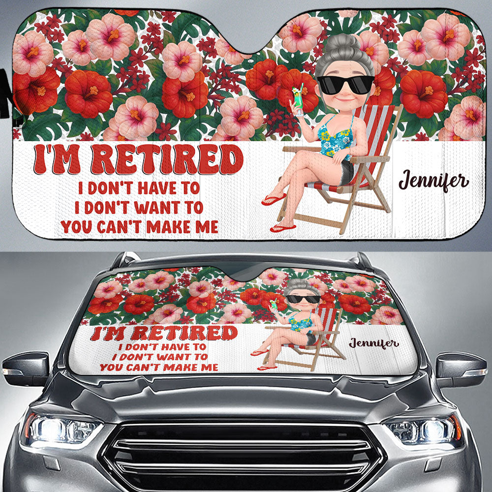 I Am Retired - Personalized Custom Car Sunshade