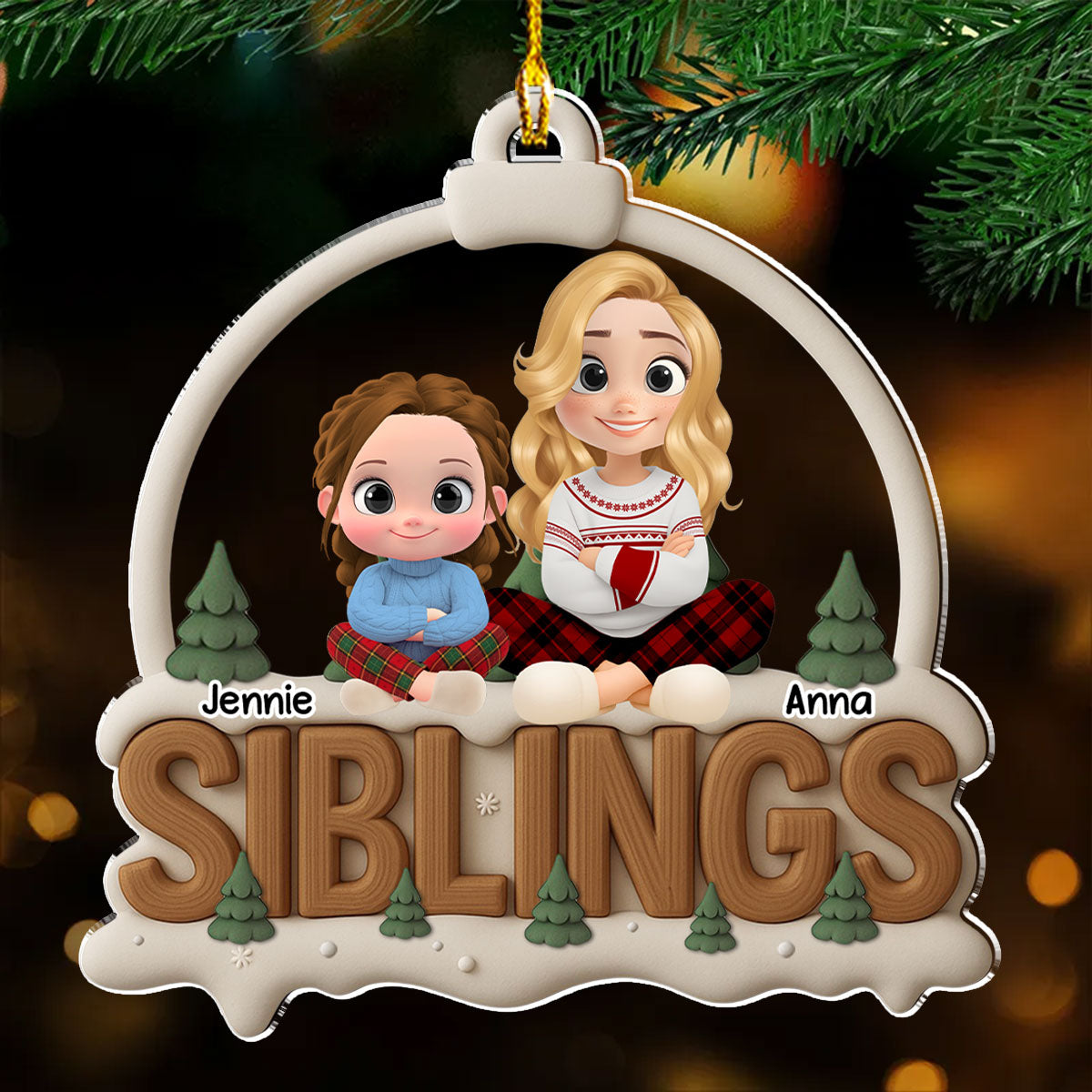 Siblings This Year Onwards Ver 2 - Personalized Custom 3D Effect Acrylic Ornament