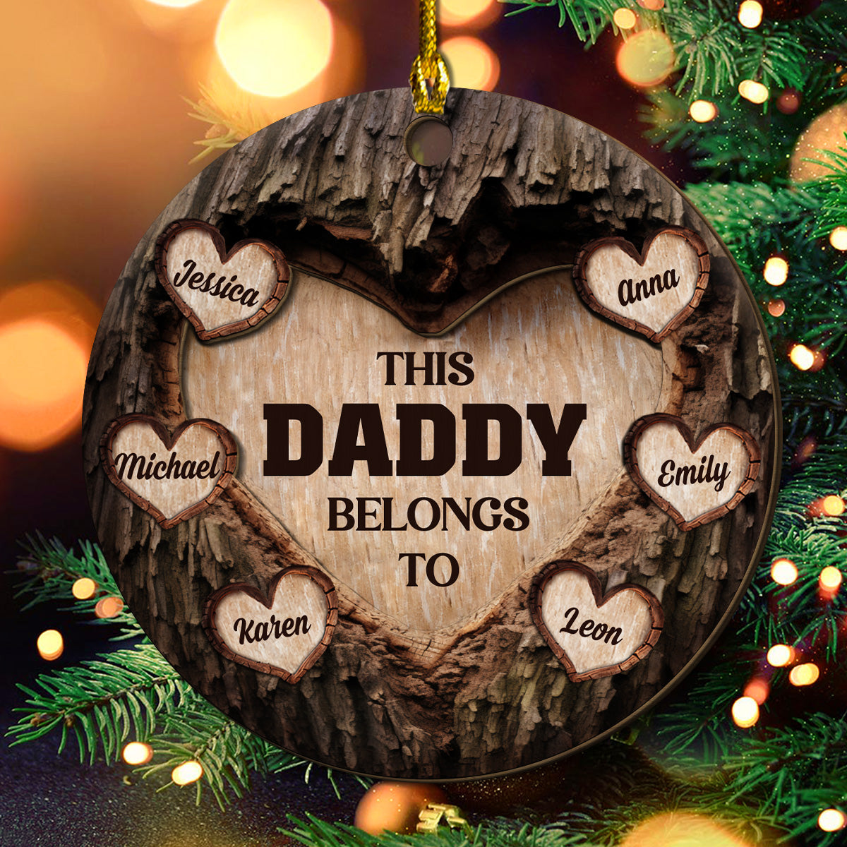 Heart Of Dad - Personalized Custom 2-layered Wood Ornament