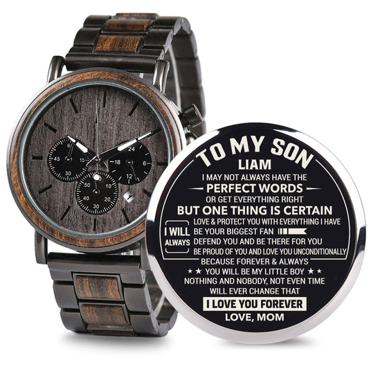 Mom To Son Biggest Fan - Personalized Engraved Wooden Watches GQ026