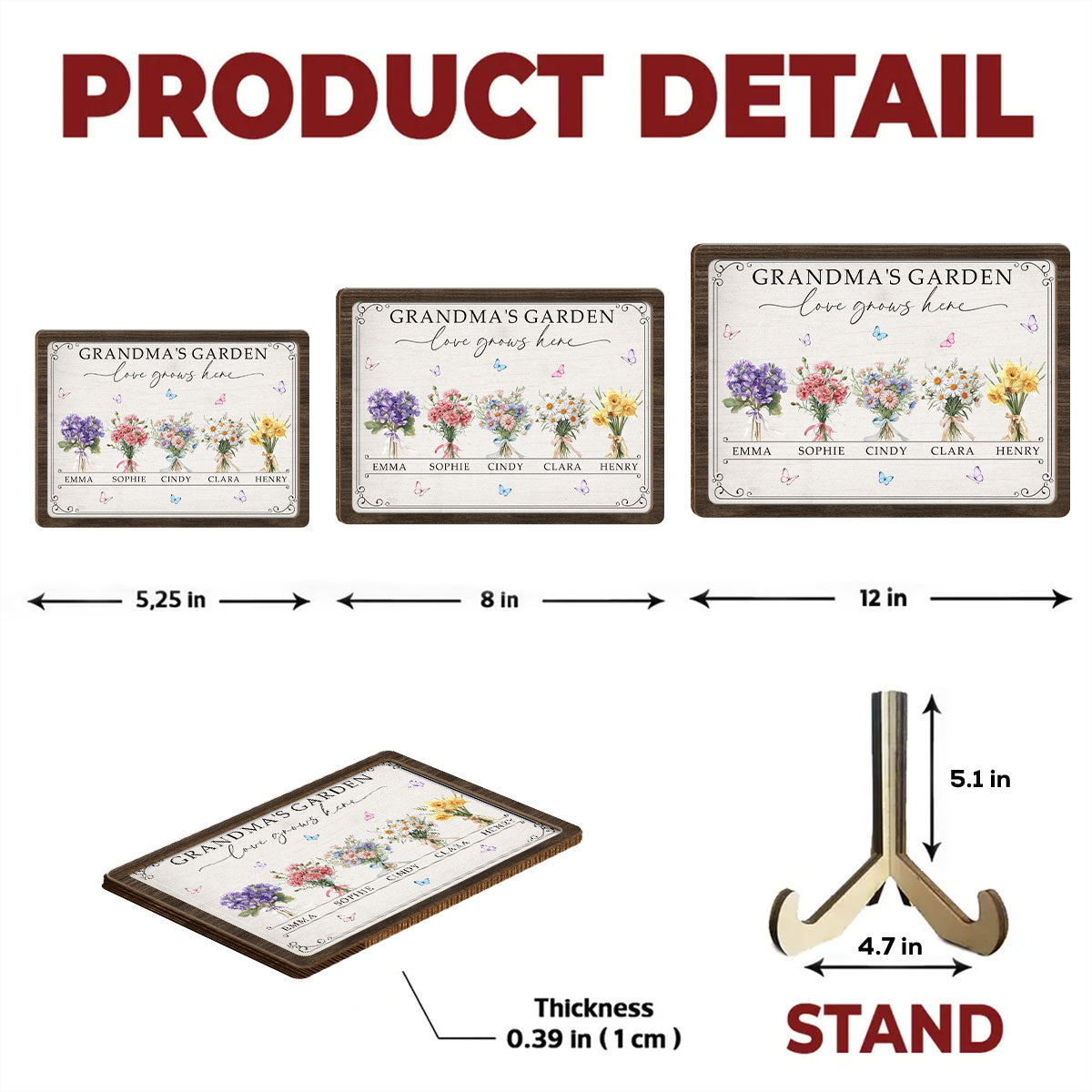 Grandma Mom Garden - Personalized Custom Wooden Plaque