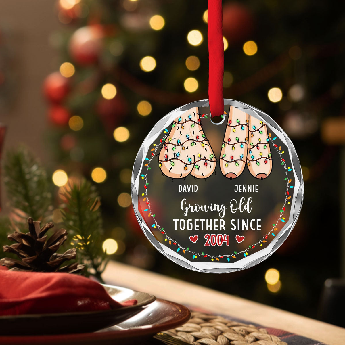 I Wanna Grow Old With You - Personalized Custom Glass Ornament