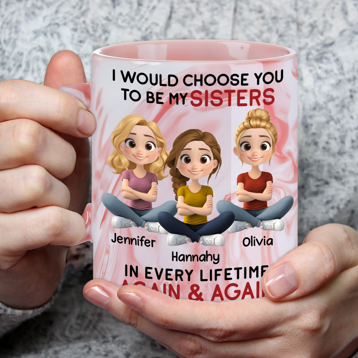 Choose You - Personalized Custom Pink Marble Mug