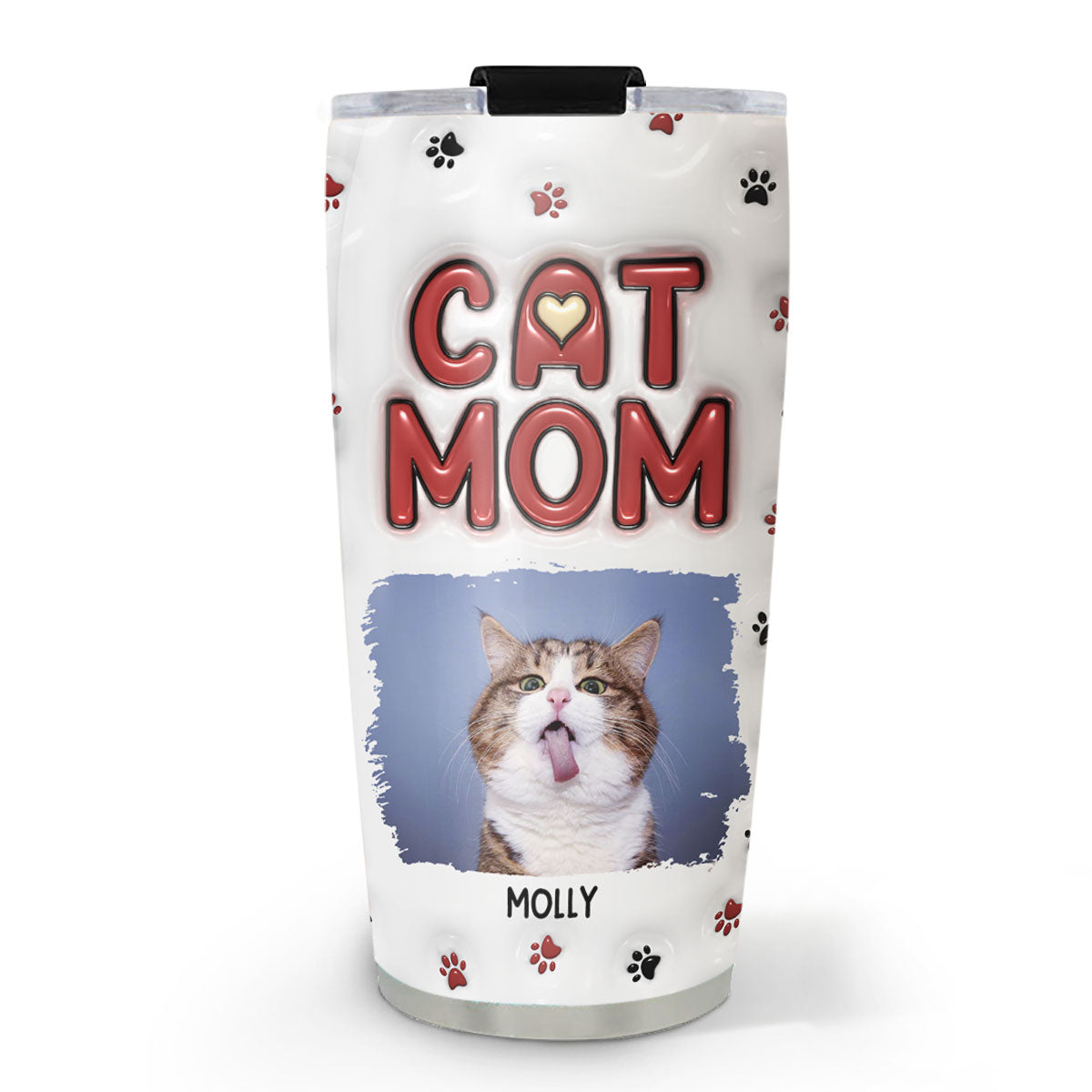 Lovely Cat Mom Photo - Personalized Custom 3D Inflated Effect Tumbler