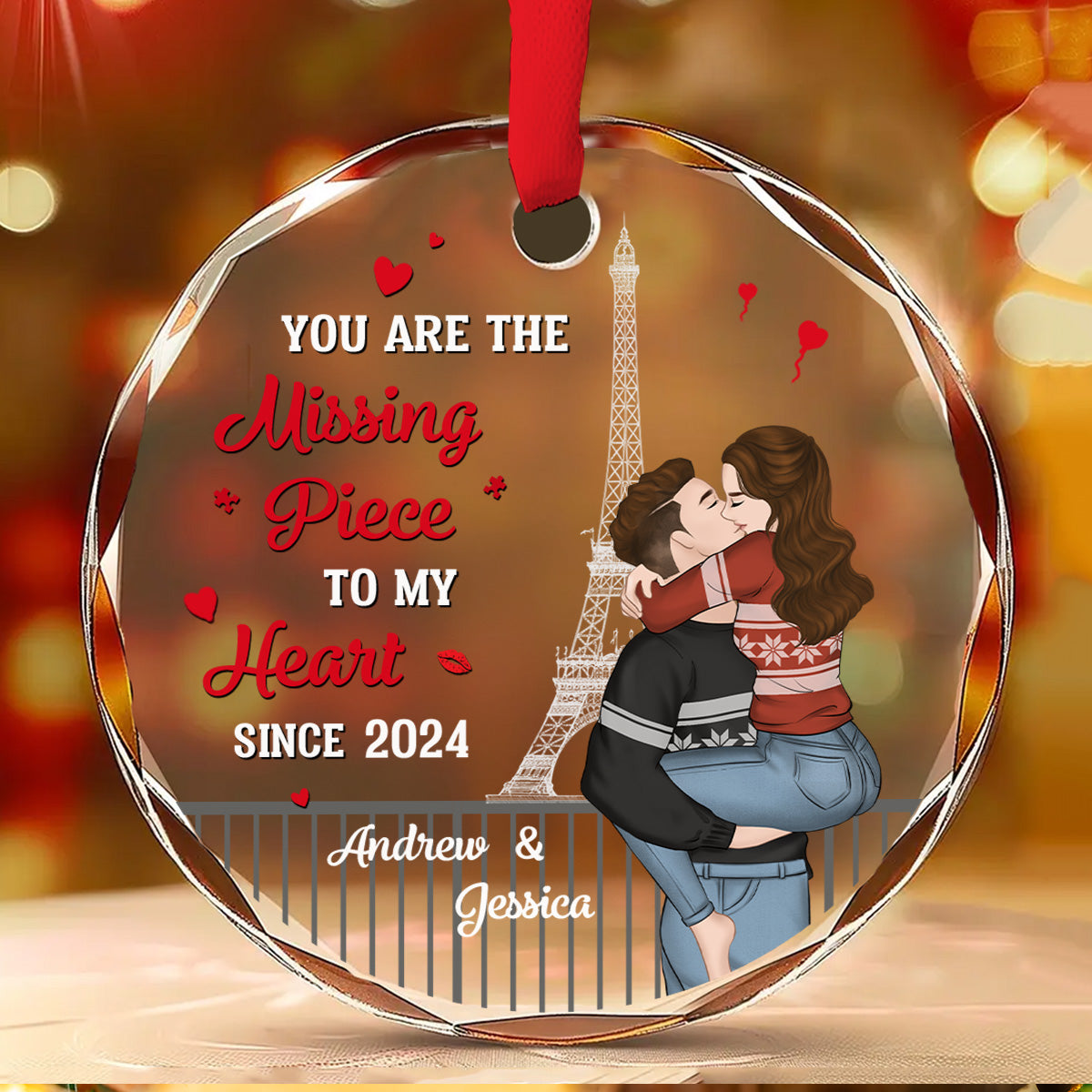 The Year I Found My Missing Piece Couples - Personalized Custom Glass Ornament
