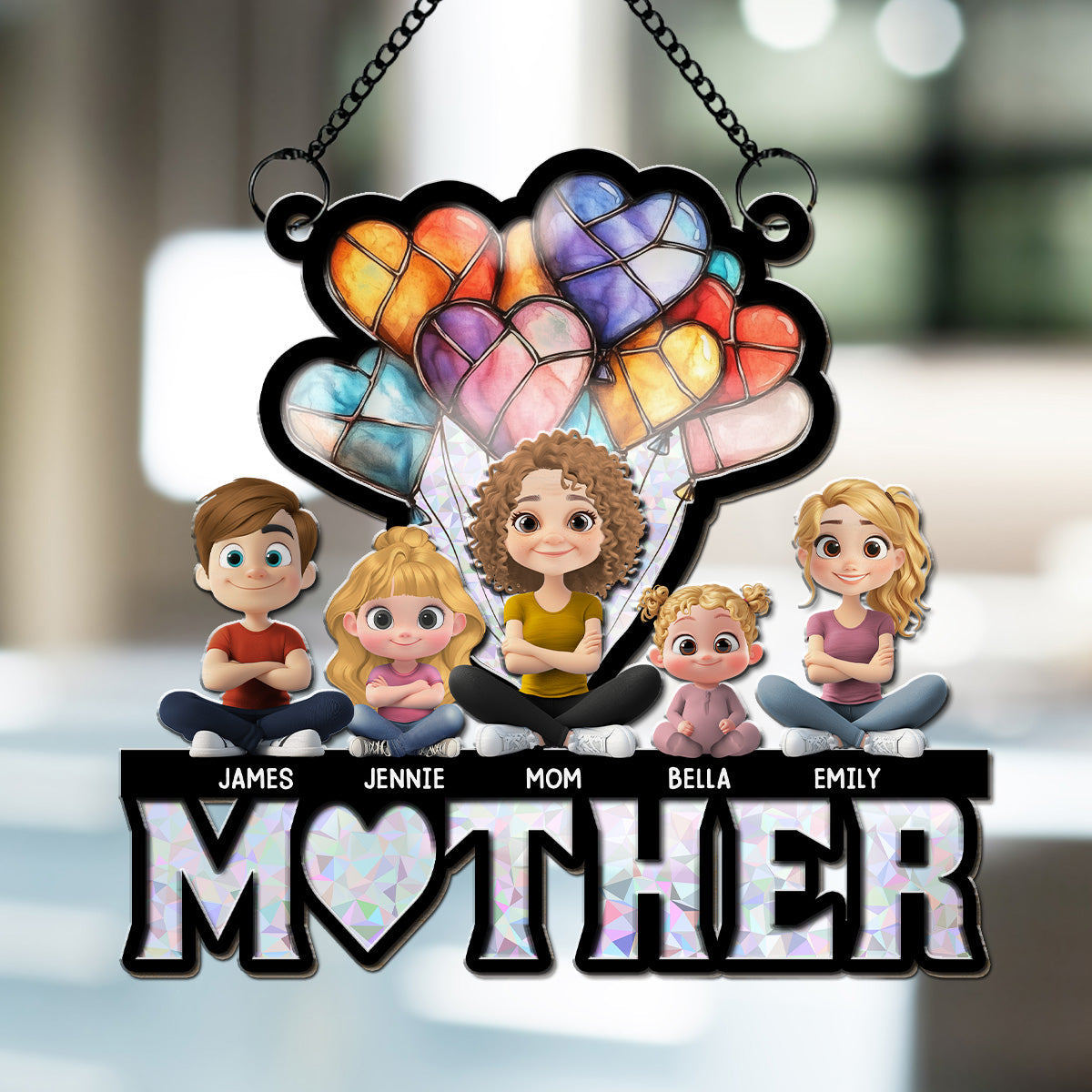 We Love You Mom - Personalized Custom Suncatcher