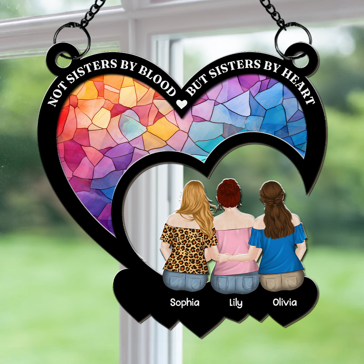 Not Sisters By Blood - Personalized Custom Suncatcher