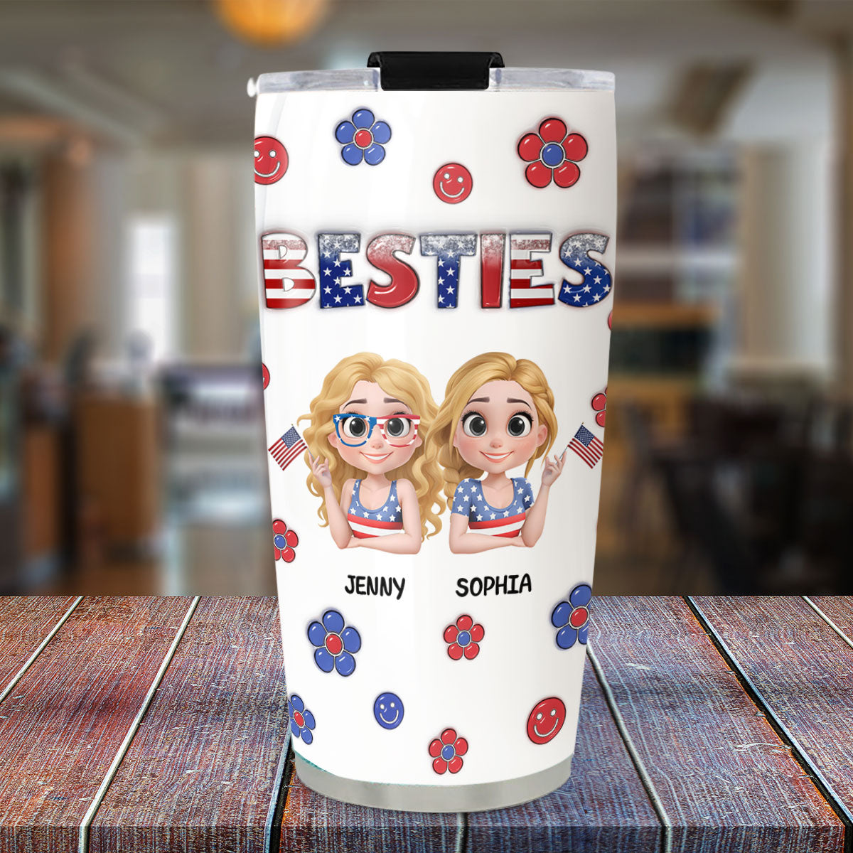 American Besties  - Personalized Custom 3D Inflated Effect Tumbler