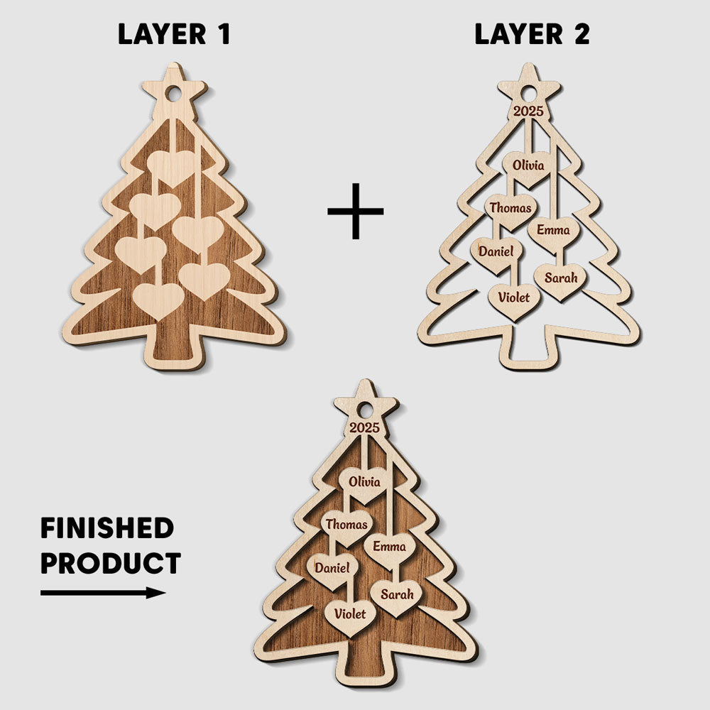 Rustic Wooden Christmas Tree - Personalized Custom 2-Layered Wood Ornament
